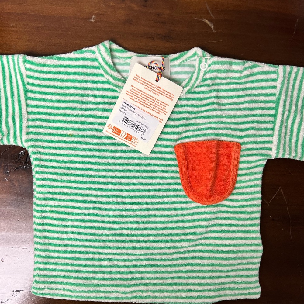 NWT bobo choses striped terry cloth tee 9 months
